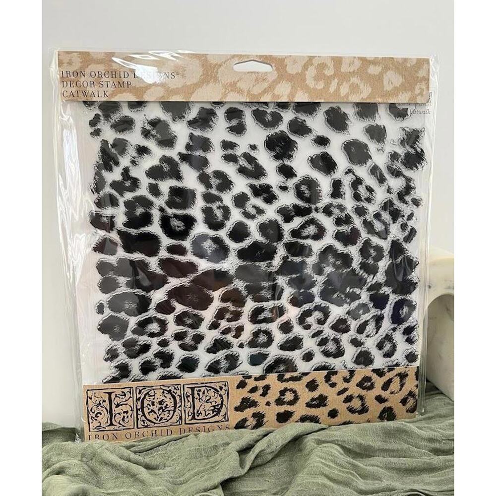 Catwalk IOD Decor Stamp - Leopard Print 12 x 12 Brand New